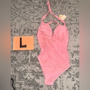 Maternity Large Pink Halter Swimsuit New with Tags